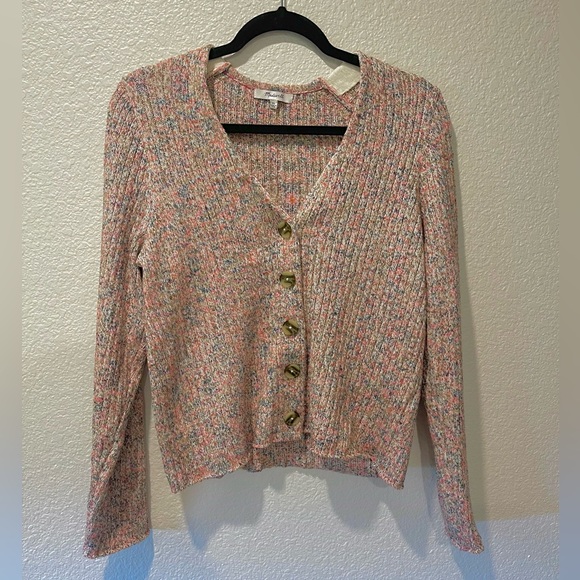 Madewell Marled Shrunken Ribbed Cardigan Sweater - Picture 4 of 7